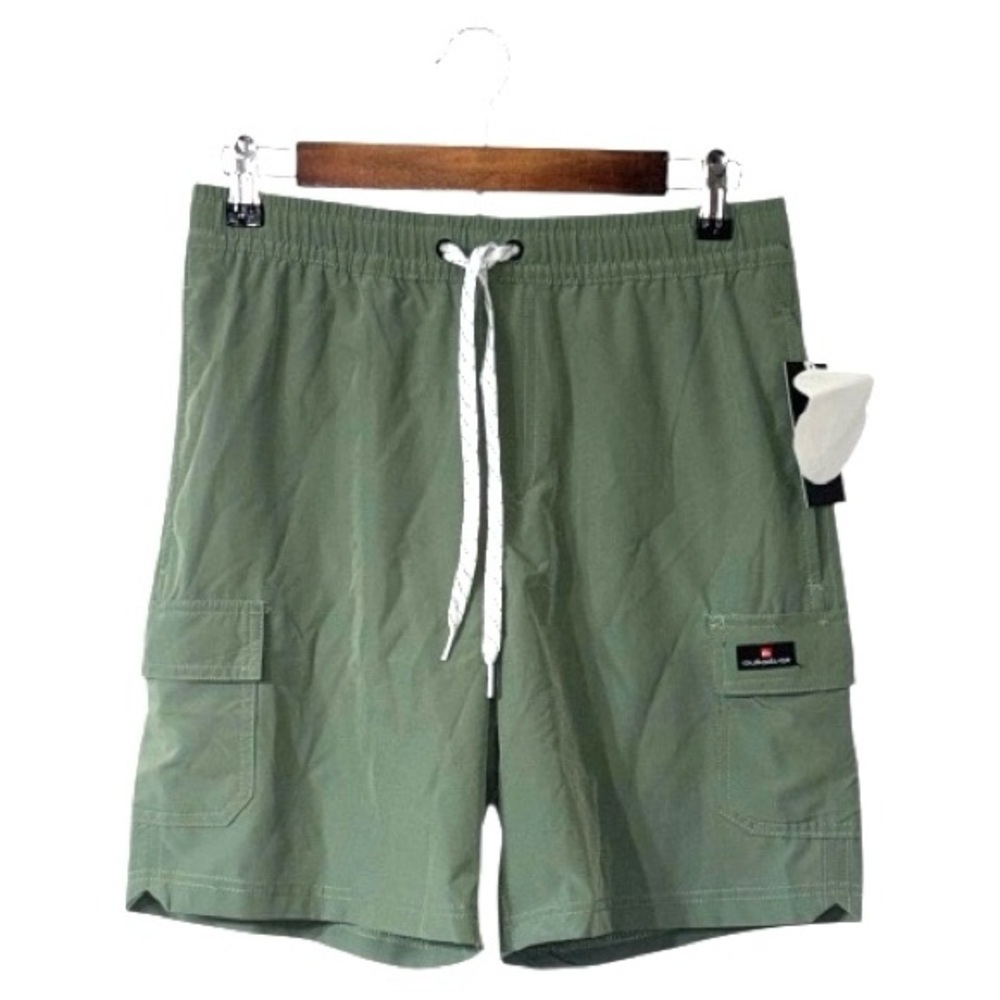 Quiksilver Mens Sage Green Hybrid Swim Shorts Trunks Cargo QSM15VL020 Size Small